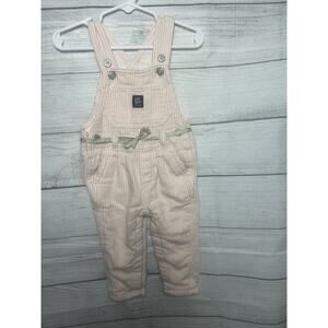 OshKosh BGosh Girls Pink Hickory Striped Overalls Vestbak 12 Months Glitter Belt
